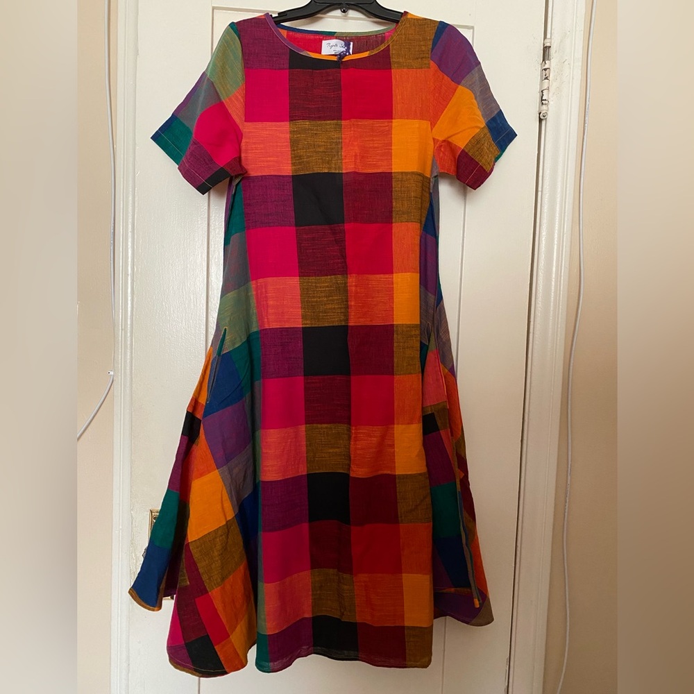 NWT Rujuta Sheth October Flare Dress - Size Small, Multi Chex